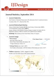 IJDesign International Journal of Design ISSN: [removed]eISSN: 1994-036X  Journal Statistics, September 2014