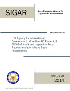 Microsoft Word - SIGAR Audit 15-1-AR _Recommendations to USAID_.docx