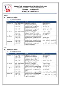 ABERDEEN ASSET MANAGEMENT 2014 FARR 40 AUSTRALIAN SERIES VICTORIAN STATE TITLE: SANDRINGHAM YACHT CLUB 30 JANUARY – 1 FEBRUARY 2015 NOTICE OF RACE - AMENDMENT 1  DELETE: