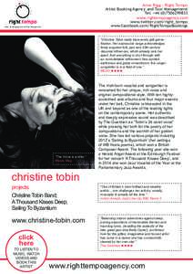 Christine Tobin / Tobin / Parliamentary Jazz Awards / Jazz / A Thousand Kisses Deep / A Thousand Kisses / Byzantium