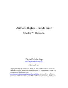 Author"s Rights, Tout de Suite