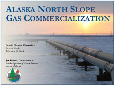 ALASKA NORTH SLOPE GAS COMMERCIALIZATION Senate Finance Committee Juneau, Alaska February 20, 2014 Joe Balash, Commissioner