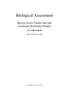 Bowen Arrow Timber Sale and Landscape Restoration Project Biological Assessment