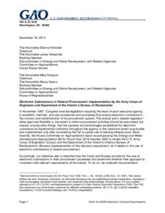 GAO-15-253R, Electronic Submissions in Federal Procurement: Implementation by the Army Corps of Engineers and Department of the Interior’s Bureau of Reclamation