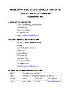 MANDATORY ENCLOSURE FOR M.C.A[removed]LOYOLA COLLEGE, (AUTONOMOUS) CHENNAI[removed].