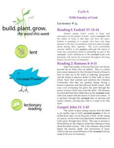 Cycle A Fifth Sunday of Lent Lectionary # 34 Reading I: Ezekiel 37: 12-14 !