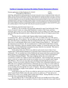 Southern Campaign American Revolution Pension Statements & Rosters Pension application of John Pemberton Sr. S16223 Transcribed by Will Graves f37VA[removed]