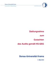 Stellungnahme zum Gutachten des Audits gemäß HS-QSG  Donau-Universität Krems