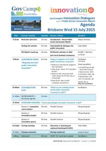 GovCampAU Innovation Dialogues part of Public Sector Innovation Month Agenda  Brisbane Wed 15 July 2015