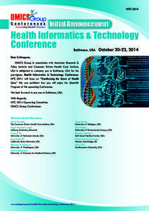 Medical informatics / Baltimore / Chesapeake Bay / Health informatics / Inner Harbor / Maryland / Baltimoreâ€“Washington metropolitan area / Southern United States