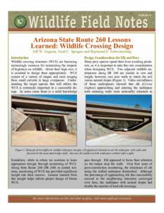 Volume 4  Arizona State Route 260 Lessons Learned: Wildlife Crossing Design Jeff W. Gagnon, Scott C. Sprague and Raymond E. Schweinsburg