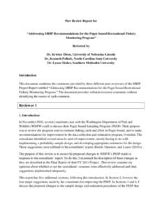 Peer Review Report for  “Addressing MRIP Recommendations for the Puget Sound Recreational Fishery Monitoring Program” Reviewed by Dr. Kristen Olson, University of Nebraska-Lincoln