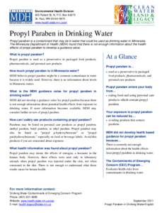 Propyl Paraben in Drinking Water