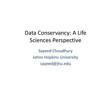 Data Conservancy: A Web Science Viewpoint