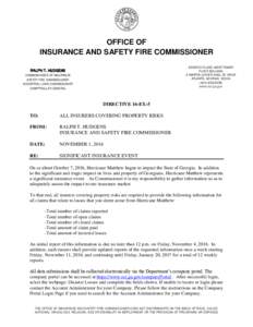 OFFICE OF INSURANCE AND SAFETY FIRE COMMISSIONER SEVENTH FLOOR, WEST TOWER FLOYD BUILDING 2 MARTIN LUTHER KING, JR. DRIVE ATLANTA, GEORGIA 30334