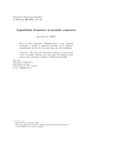 Journal de Th´eorie des Nombres de Bordeaux), 227–241 Logarithmic frequency in morphic sequences par Jason P. BELL ´sume