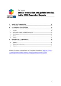 Excerpts  Sexual orientation and gender identity in the 2013 Accession Reports  A. OVERALL COMMENTS...................................................................2