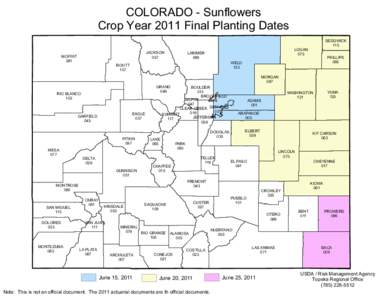 COLORADO - Sunflowers Crop Year 2011 Final Planting Dates JACKSON 057  MOFFAT