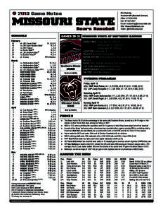 2013 Game Notes  MISSOURI STATE 	 Bears Baseball