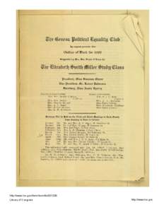 Elizabeth Smith Miller Study Class Outline of Work for 1909