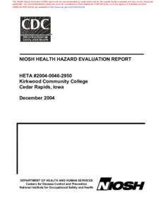 HHE Report No. HETA[removed], Kirkwood Community College, Cedar Rapids, Iowa