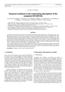 Plasma physics / Light sources / Extrasolar planets / Hot Jupiters / Transiting extrasolar planets / HD 209458 b / HD 189733 b / Astronomical spectroscopy / Interstellar medium / Astronomy / Planetary science / Space