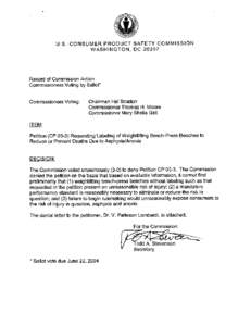 Ballot Vote - Petition (CP[removed]Requesting Labeling of Weightligting Bench-Press Benches to Reduce or Prevent Deaths Due to Asphyxia/Anoxia