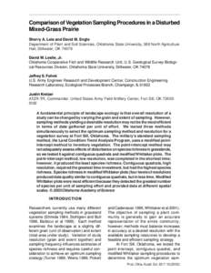 Comparison of Vegetation Sampling Procedures in a Disturbed Mixed-Grass Prairie