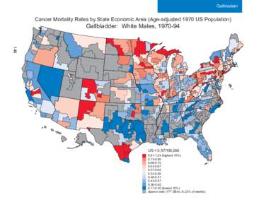 Gallbladder  Cancer Mortality Rates by State Economic Area (Age-adjusted 1970 US Population) Gallbladder: White Males, [removed]
