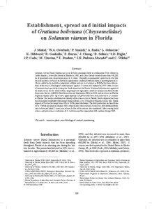 Establishment, spread and initial impacts of Gratiana boliviana (Chrysomelidae) on Solanum viarum in Florida