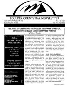 BOULDER COUNTY BAR NEWSLETTER[removed]BROADWAY, SUITE 205 BOULDER, CO[removed]J