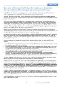 Microsoft Word - Open Letter to OWG - Effective targets to promote sustainable peace