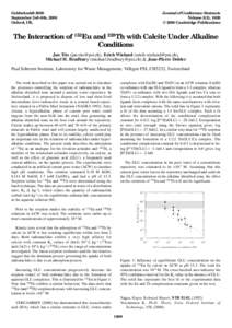 Materials science / Limestone / Sorption isotherm / Calcite / Adsorption / Properties of water / Actinide / Sorption / Chemistry / Physical chemistry / Surface chemistry