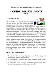 HOUSING IN THE DIOCESE OF CHELMSFORD  A GUIDE FOR RESIDENTS October[removed]INTRODUCTION