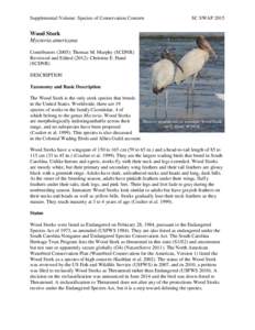 Supplemental Volume: Species of Conservation Concern  SC SWAP 2015 Wood Stork Mycteria americana