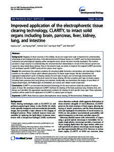 Improved application of the electrophoretic tissue clearing technology, CLARITY, to intact solid organs including brain, pancreas, liver, kidney, lung, and intestine