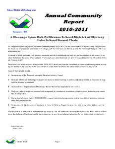 School District of Mystery Lake  Success for All Annual Community Report