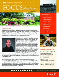 FOCUS Newsletter  MAY 2013 IN THIS ISSUE •	 Council Latest News