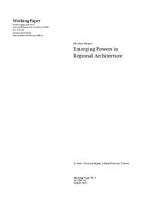 Working Paper Forschungsgruppe Asien Stiftung Wissenschaft und Politik (SWP)/ Asia Division German Institute for International and Security Affairs