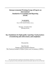 Intergovernmental Working Group of Experts on International Standards of Accounting and Reporting (ISAR)  31st SESSION