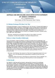 LEVELS OF COMMUNICATION IN THE THERAPEUTIC CONVERSATION PARTICIPANTS Enquiries: Anne Malecki Tel: [removed]Email: [removed]