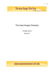 Page |1  The Iowa Hunger Directory Printable Version May 2014