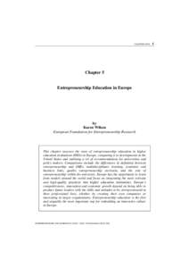 CHAPTER FIVE – 1  Chapter 5 Entrepreneurship Education in Europe