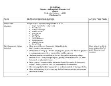 Resource & Academic SAG Minutes (Oct. 2013)