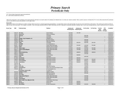 Primary Search Periodicals Only 107 = Total number of periodicals indexed and abstracted 87 = Total number of periodicals in full text