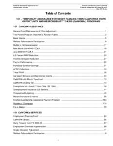 California Department of Social Services Administration Division Estimates and Research Services Branch Financial Management & Contract Branch May 2005 Revise