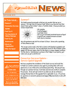 News September 2010 In This Issue... Summer? Connection Services