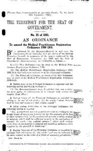 I  [Extract from Commonwealth of Australia Gazette, No. 54, dated 28th September, [removed]THE TERRITORY FOR THE SEAT OF