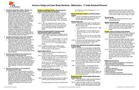 Arizona’s College and Career Ready Standards – Mathematics – 1st Grade Standards Placemat[removed].