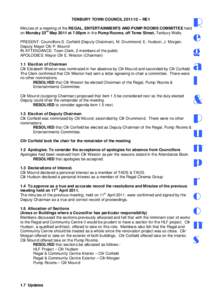 TENBURY TOWN COUNCIL[removed] – RE1 Minutes of a meeting of the REGAL, ENTERTAINMENTS AND PUMP ROOMS COMMITTEE held on Monday 23rd May 2011 at 7.00pm in the Pump Rooms, off Teme Street, Tenbury Wells.